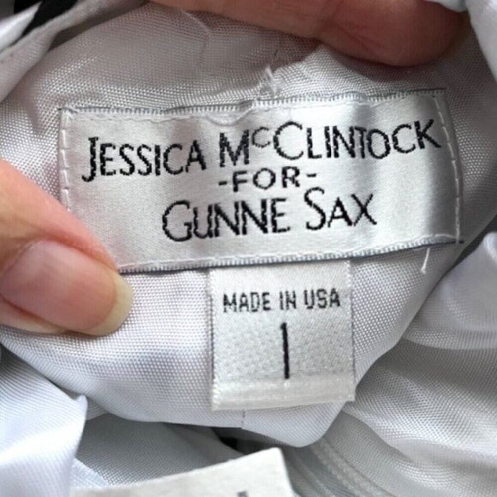 Vintage Jessica McClintock for Gunne Sax Chevron Strapless Mini Dress - 1 🇺🇸 - Picture 5 of 11